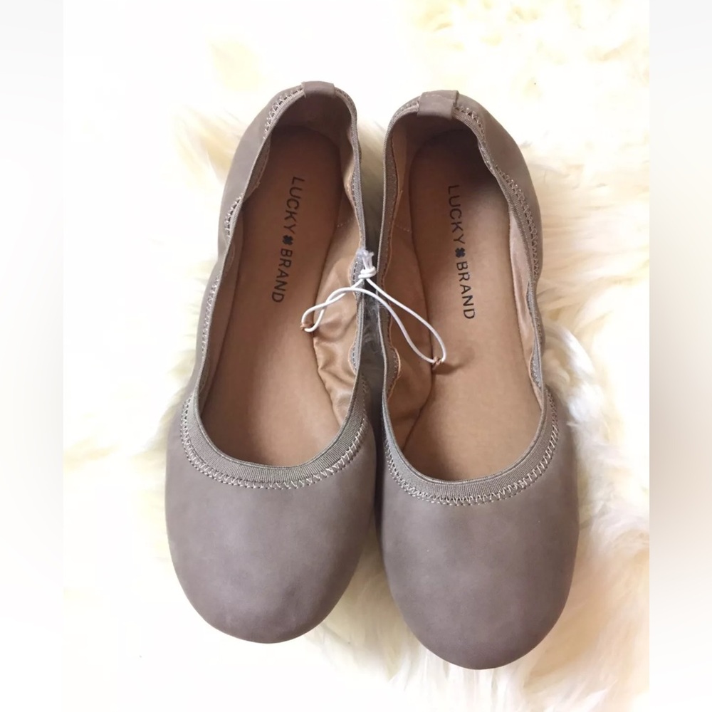 New Lucky Brand LEATHER LP Eliana Ballet Flats Gray Size 7.5